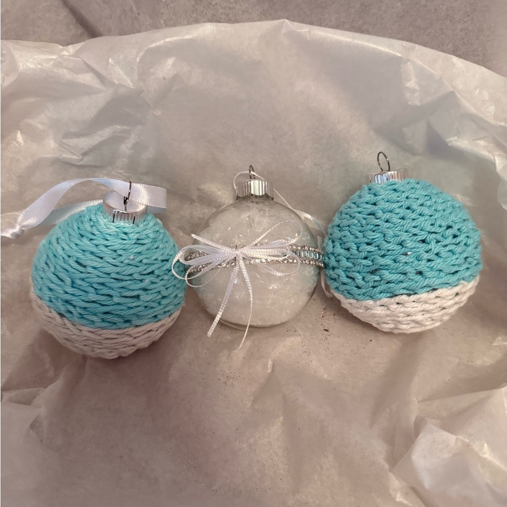 Handmade Blue and White Holiday Ornament Set - Home Holiday
